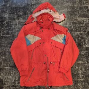 Vintage 80s Vuarnet Ski Snowboard Day-Glow Red Full-Zip Jacket Coat Men's Small